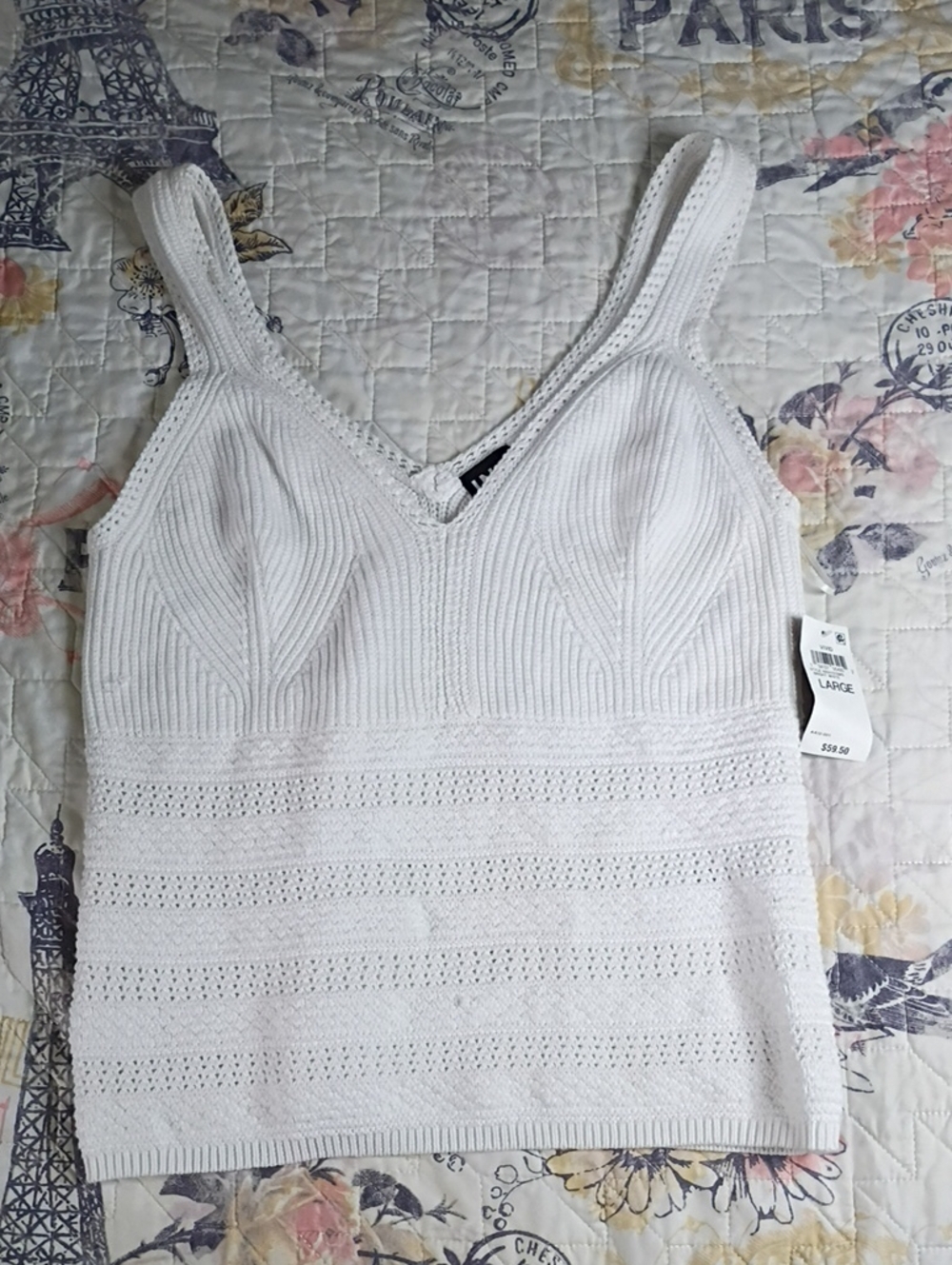 NWT I.N.C Knitted Tank Top In Bright White Size Large